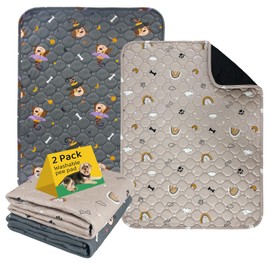 BLIWINPT Doggie Pads Washable Absorbent and Leakproof Dog Wee Wee Pads Reusable Pet Pee Pads Dark Colors 2 Packs (S, 18” - 24”)