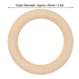 Anillo de dentición de madera, anillos de madera de madera, para decoración de bodas en el hogar(Color madera, 65 mm)