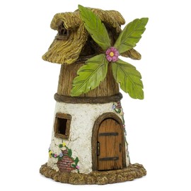 Windmill House Quaint Brown 7 x 5 Resin Stone Outdoor Statue With Opening Door