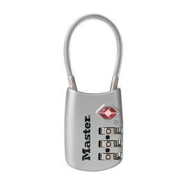 Master Lock 4688JADSLV Padlock, TSA Lock, Dial, Password Setting, Small, Main Unit Width 1.2 inches (30 mm), Cable Length 3.1 inches (80 mm), Suitcase, Travel Bag, Key for International Travel,