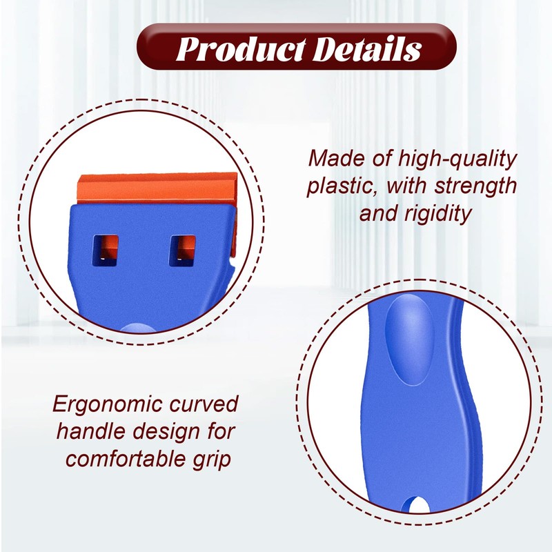 2 Pcs Plastic Scraper with 100 Pcs Plastic Blades,Scratch-Free Plastic