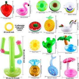 Sonarun 14 Pack Inflatable Drink Holder Set of Inflatable Cactus Ring Toss Game Floating Coasters Pool Drink Holder and Floating Cup Holder for Kids Pool Party Supplies Summer Water Activities