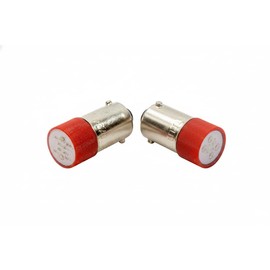 Alpinetech SMD 24V AC/DC LED Miniature Bayonet BA9s 9mm Base Replacement Bulb for Indicator Pilot Light (Pack of 2) (Red)