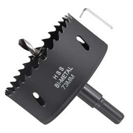 METALLIXITY Bi-Metal Hole Saw Kit 73mm (2-7/8"), M42 High Speed Steel Hole Cutter with Center Drill Bit, Hex Key and Spring - for Metal Sheet, Wood, Plastic Plate and PVC Board, Black
