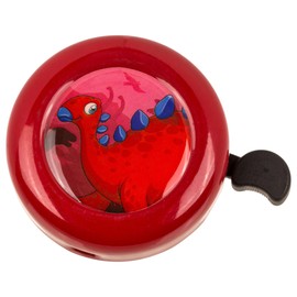 MIJOMA Children's Bicycle Bell - Colourful Metal Bells with Dinosaur Motifs - Durable, Loud and Easy to Assemble (Red)