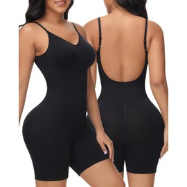 Figninget Women's Tummy Control Shapewear Bodysuit Backless Shapewear For Women V-Neck Seamless Sculpt Body Shaper
