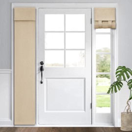 HOMEIDEAS Blackout Side Door Curtains, Privacy Front Door Curtains for Small Window and Sidelight Blinds,Thermal Insulated Window Covering, Beige, 1 Panel, W12 X L68 Inch