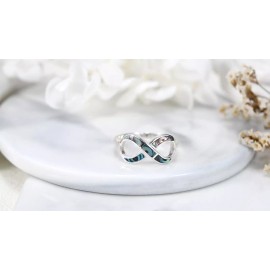 AeraVida Eternity of Love Infinity Rainbow Abalone Shell Sterling Silver Band Ring-9