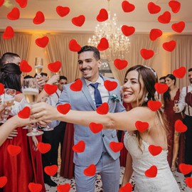 Red Heart Petals for Proposal Wedding Birthday Party Decorations Ourdoor Indoor Party Supplies 100 Pcs Handmade DIY Heart Shaped Petals Heart Sponges for Crafts