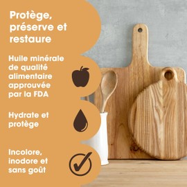 Olio per taglieri, 500 ml, olio minerale di qualità alimentare per proteggere e ripristinare taglieri in legno, blocchi e piani di lavoro