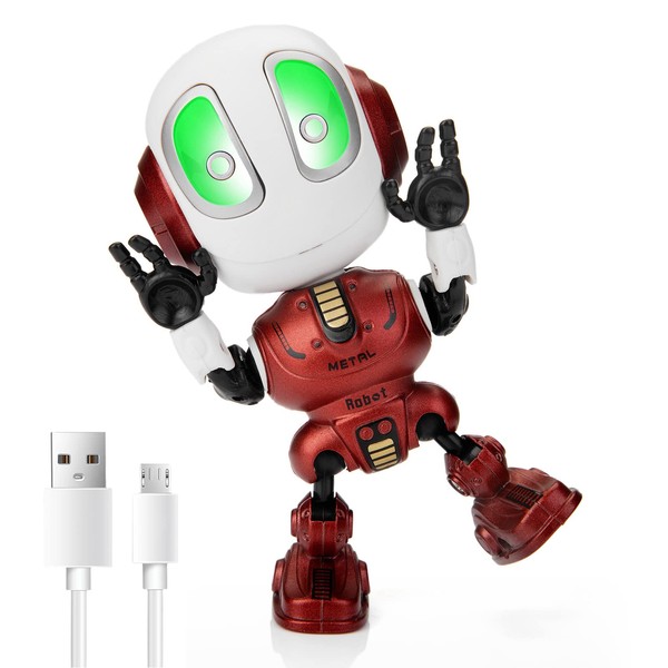 Stocking Stuffers, Sopu Rechargeable Robot Toys, Mini Talking Robot with Repeats Waht You Say, LED Lights and Cool Sounds Interactive Toy for Boys Girls Adults Christmas Stocking Stuffers Gift (Red)