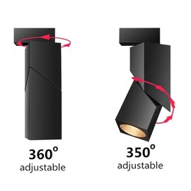 LED Indoor Ceiling Spotlight 360°Adjustable Wall Light - Art DIY Spotlights -12W Warm White Light 3000K Ceiling Downlight -Surface Mounted COB Lighting Swivel lamp - Cuboid(Black-Warm Light)