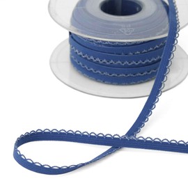 3 Yards of Norah Narrow Blue & White Picot Edge Elastic, Made in Germany