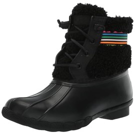 Sperry Mens Shoes Women's Saltwater Sherpa Rain Boot, Rainbow Black, 5