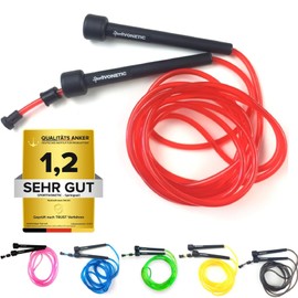 Sportivonetic Skipping Rope for Adults & Children - for Fitness, Crossfit, Sports and Leisure, Adjustable Size - Speed Rope, red