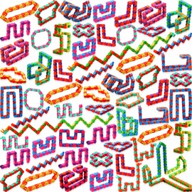60 Pieces 24 Links of Wacky Track Fidget Toy Fidget Wacky Tracks Colorful Snake Snap Toys Wacky Track Easter Gifts for Kids Adult Autism Stress Relief Therapy Toys Keeps Fingers Busy and Mind Focused