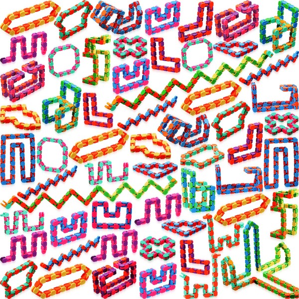 60 Pieces 24 Links of Wacky Track Fidget Toy Fidget