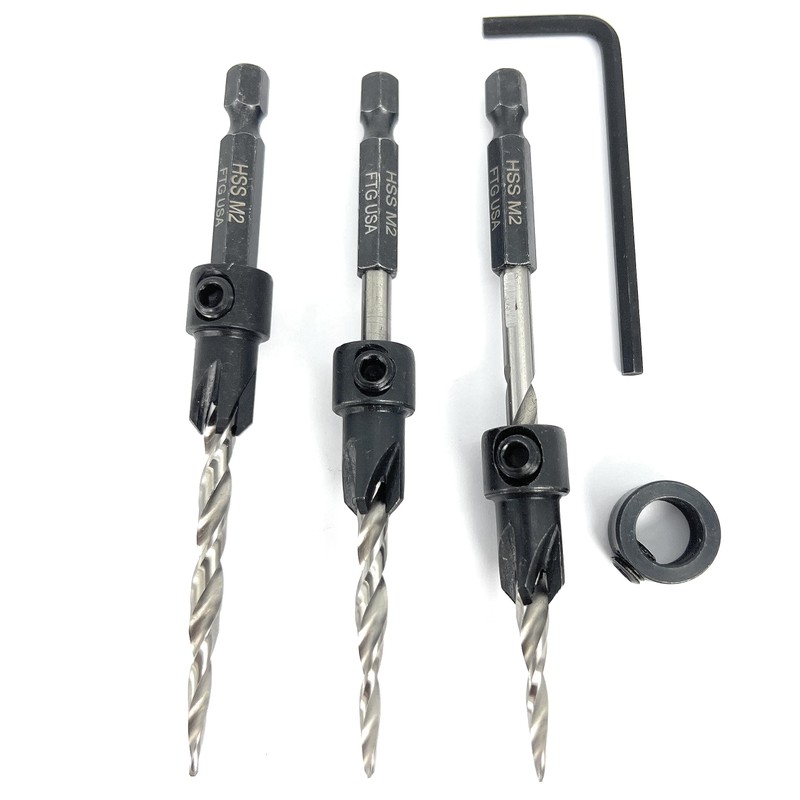 FTG USA Countersink Drill Bit Set for Wood with Tapered