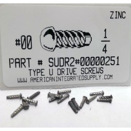AMERICANINTEGRATEDSUPPLY.COM #00x1/4" Round Head U-Drive Screws Steel Zinc Plated (100)