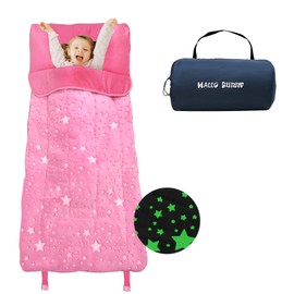 Kids Sleeping Bag for Girls, Glow in The Dark Slumber Bag for Kids with Pillow, Soft Sleeping Bag for Toddler, Sleeping Bags for Girls Boys Daycare, Naps and Sleepovers,63" x 29"