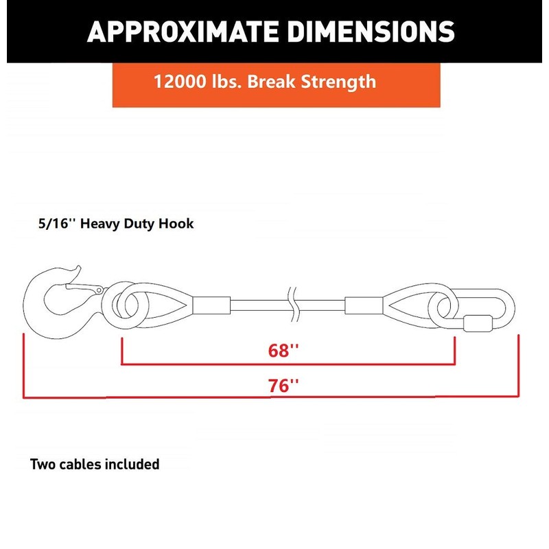 DLLRV Trailer Safety Chains Cables 68 inch for Towing Bar，12000