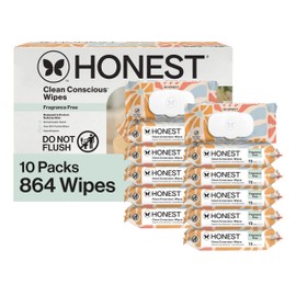 The Honest Company Hypoallergenic Multi-Use Baby Wipes for Sensitive Skin, Sunburst, 864 Count
