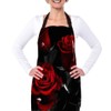 afidomu Kitchen Cooking Apron Red Rose Flower Floral Black Apron