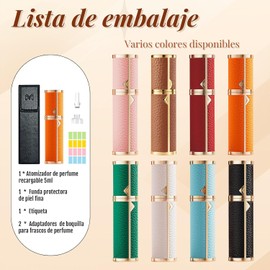 Mini Atomizador Perfume, Porta Perfume para Viaje, Perfumeros de Bolsillo Rellenables, Perfumero Recargable con Funda y Adaptadores (Negro)