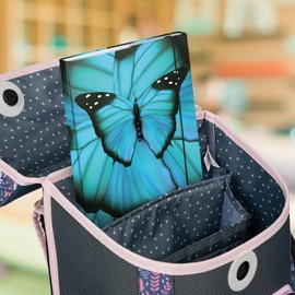 Baagl File Box for School Bag A4 – Portfolio Folder for Children with Elastic Strap and Inner Flaps – Book Folder, Collector's Box with Elastic Strap for Girls (Butterfly)