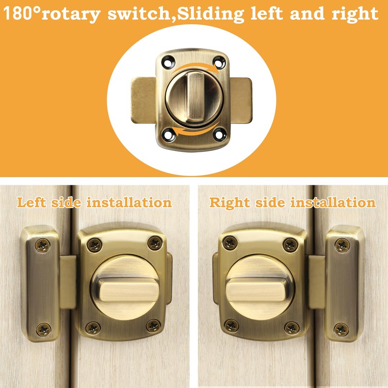 Alise Gate Latch Slide Bolt Latches Lock,Medium Size Safety Double