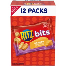 RITZ Bits Cheese Sandwich Crackers, Lunch Snacks, 12 Snack Packs