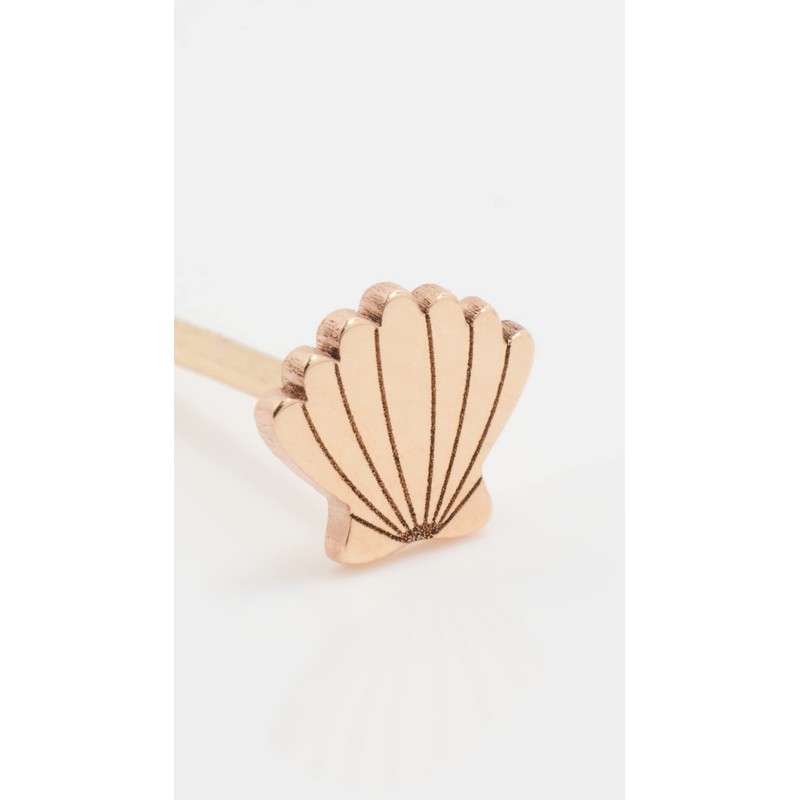 Zoe Chicco Women's 14k Single Itty Bitty Shell Stud Earring,