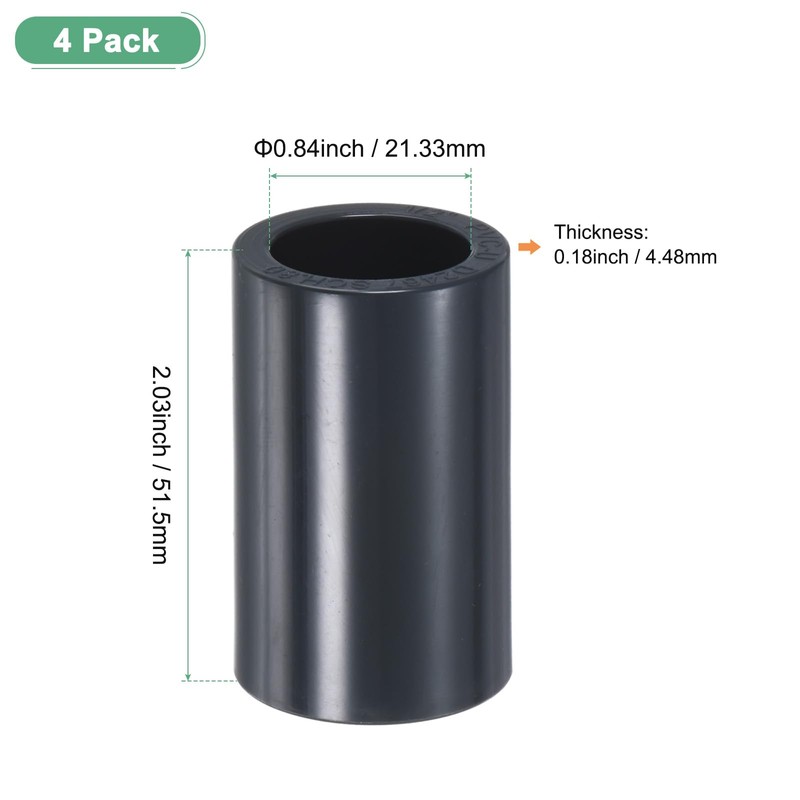 M METERXITY 4-Pack PVC Pipe Coupling Adapter, 1/2" Straight Coupling
