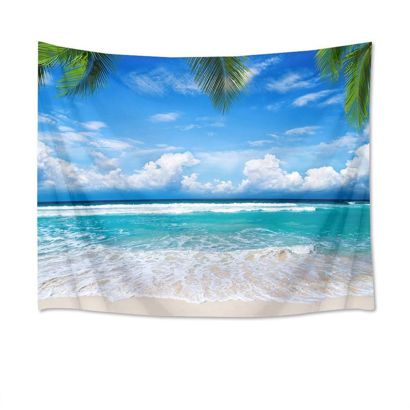 LB Natural Scenery Tapestry, Blue Sky and Sea, Beach Decor,