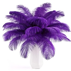 THARAHT 24pcs Purple Ostrich Feathers Natural Bulk 10-12Inch 25cm-30cm for Wedding Party Centerpieces Easter Gatsby and Home Decorate Ostrich Feather