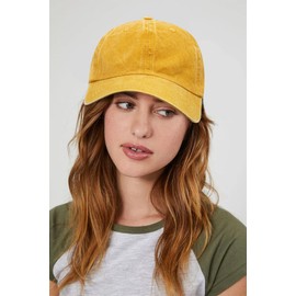 Rumnoke Baseball Caps for Men Women Adjustable Washed Cotton Baseball Cap Classic Sun Visor Hat Yellow