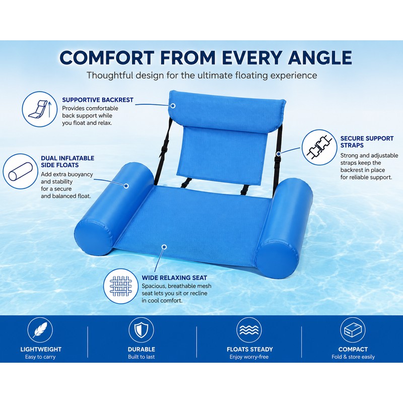 Inflatable Pool Lounger-1PC Foldable Inflatable Mattresses for Water Fun Swimming