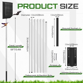 Yaocom 18 FT Telescoping Purple Martin Bird House Bat House Pole with Ground Socket for Outdoor