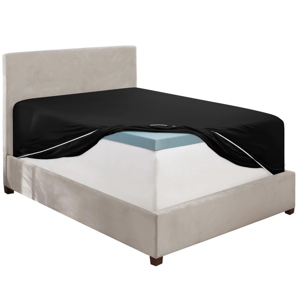 Hearth & Harbor Extra Deep Pocket King Fitted Sheet, Black