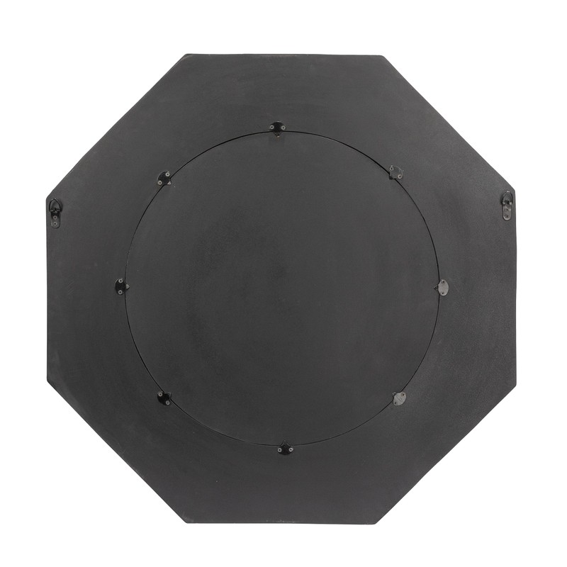 Creative Co-Op Hexagonal Carved Wood Framed Wall Mirror, Black