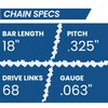 ZENTOP Carbide Chainsaw Chain 18 Inch, 063" Gauge, 325" Pitch,