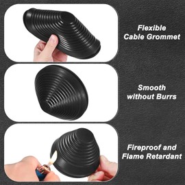 M METERXITY 4-Pack Rubber Grommets for Wiring 120mm Flexible Drill Hole Grommets Cable Cord Grommet Firewall Hole Plug for Cables/Wires Through Protection [Black, Tower-Shaped]