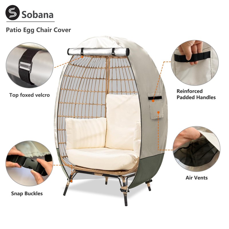 Sobana Sobana Outdoor Egg Chair Cover with Double Zipper,Waterproof Dust