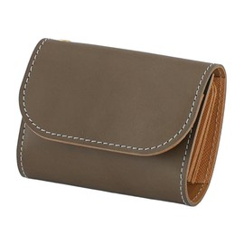 COTOCUL Mini Wallet, Genuine Leather, Metropolitan Leather, Bill Won't Break, Bifold Small Wallet, Women's, Men's, beige, (greige)