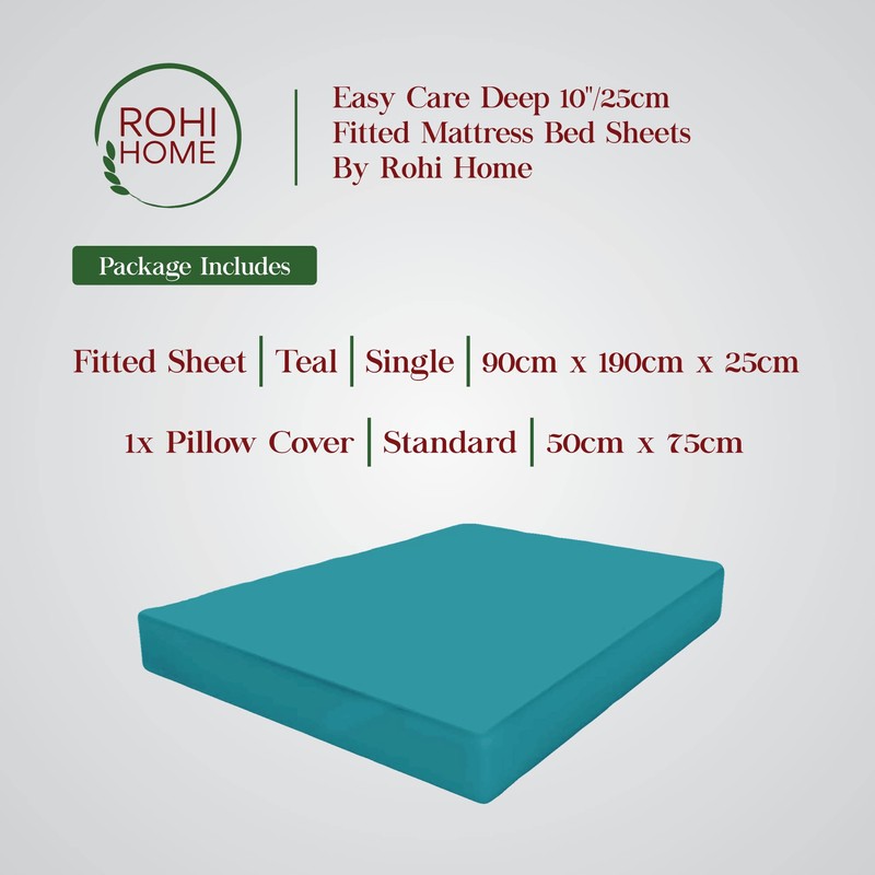 Rohi® Single Fitted Sheet with One Pillowcase – Pure Poly