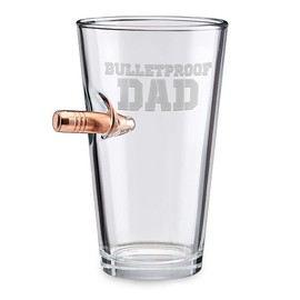 BenShot Bulletproof Dad Pint Glass with Real 0.50BMG Bullet - 16oz | Made in the USA