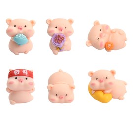 6 PCS Lucky Pig New Year's Eve Lucky Charm, Mini Lucky Pig, Pink Lucky Pigs, Good Luck Pig, Cute Pig Sets for Office Accessories, Bathroom Ornaments, New Year Gifts