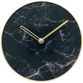 NexTime Table/Wall Clock-Diameter 20 cm-Glass/Metal-Black-'Marble, 20 x 0.8 cm
