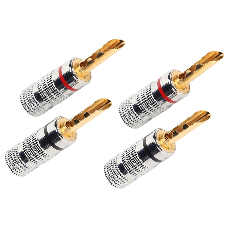 2 Pairs BFA Banana Plug 4mm Gold Plated Brass Serrated
