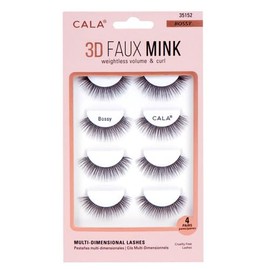 CALA - "3D Fauk Mink" pestañas postizas multidimensionales y ligeras (4 pares de pestañas, Bossy)